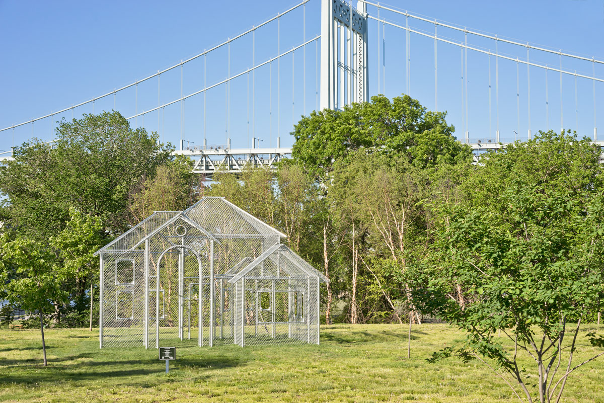 Photography of Ghost House as installed in Randall's Island Park, NYC